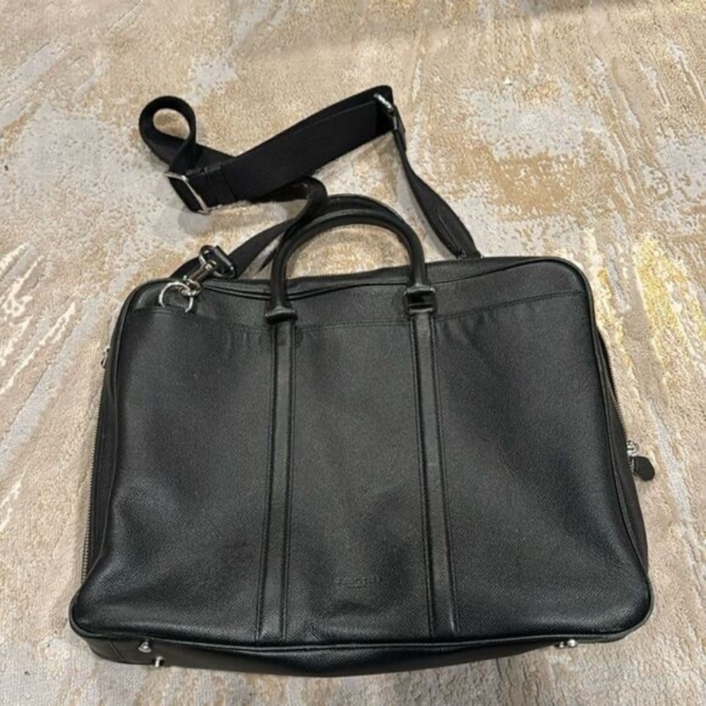 Coach Metropolitan Slim Brief Case Black leather in EUC